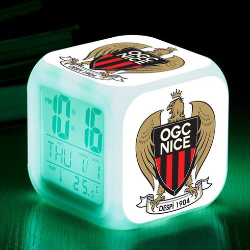 réveil alarme led football Nice cadeau foot enfant homme fan CLUB